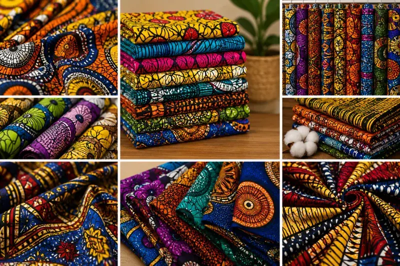 Colourful African print cotton fabrics